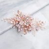 HapiBuy Wedding Hair Comb Rose Gold Crystal Simulated Pearl Bridal Hair Comb For Bride and Bridesmaid