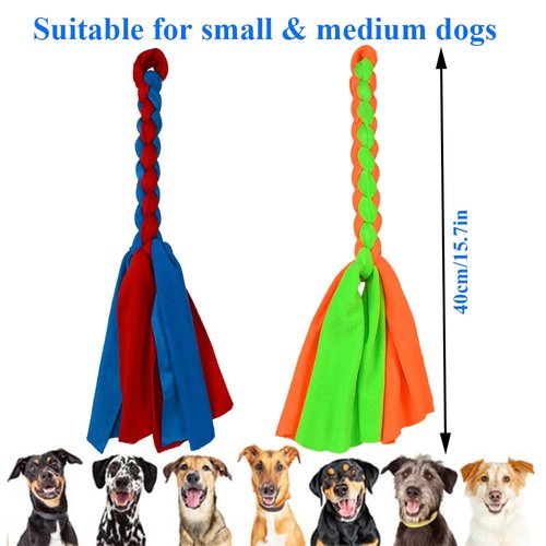 ASOCEA 2 Pack Dog Fleece Rope Toy for Dog Chase and Tug Pet Interactive Cotton Chew Toy Dog Tether Lure Toy Dog Flirt Pole Replacement Toys to Outdoor Exercise & Training for Small Medium Dogs