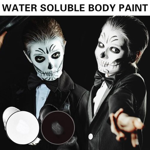 XINGXYUEL Black White Face Body Paint Professional Water Based Activated Body Face Paint Washable Halloween Makeup Palette Kit for Halloween Skeleton Vampire Zombie Goth SFX Special Effects Makeup