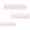 DOCVOEOMH Ombre Nude Pink White Press on Nails Almond Shaped Short Medium Acrylic Fake Nails with Design Glue on Glossy Full Cover Artificial Gel False Stick on Nail for Girls Women Wedding 24Pcs