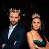 Henoyso 4 Pcs Prom King and Queen Crowns for Men Women King Queen Tiara Crystal Headband Homecoming Costume Party Favor(Gold, Delicate)