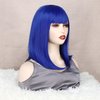 OTO BELLA 14 Inch Short Bob Wigs with Bangs, Straight Bob Wigs for Women Natural Looking, Synthetic Short Bob Wigs Heat Resistant Fiber Wigs for Daily Party Cosplay (Blue)