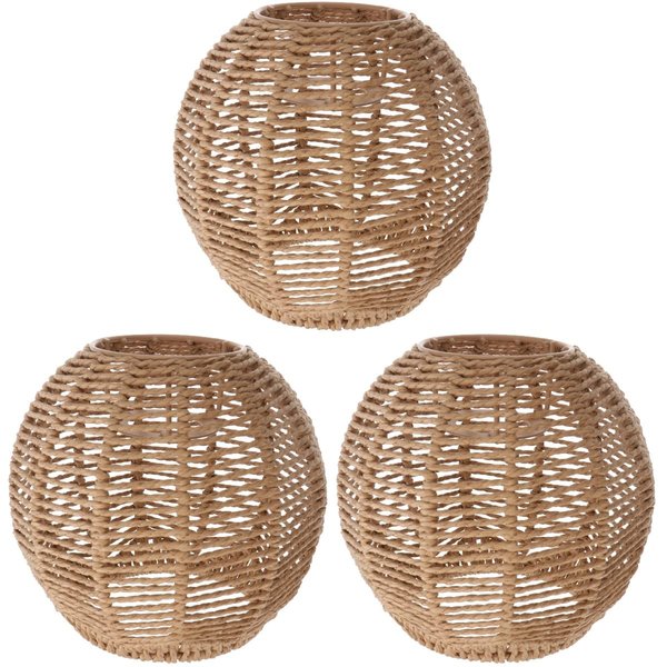 Angoily 3Pcs Woven Pendant Light Shade, E27 Natural Simple Hand Weaved Pendant Light, Ceiling Rattan Hanging Lamp Shade, Farmhouse Hanging Lamp, Rattan Chandelier Pendant Light(5.89X5.89X5.5Inch)