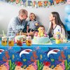 BeYumi 3Pcs Under The Sea Party Tablecloths Ocean Waves Disposable Plastic Waterproof Rectangular Blue Table Covers Ocean Animal Underwater Beach Pool Birthday Party Decorations Baby Shower Supplies