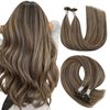 YoungSee Highlight U Tips Hair Extensions Real Hair Extensions Brown with Blonde U Tip Real Hair Extensions Human Hair Brown Keratin Hair Extensions Human Hair Brown UTips Hair Extension 18In 1G/S 50G