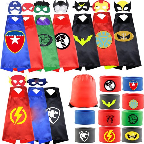 PHIMAS Superhero’s children’s cape, toys for boys and girls aged 3 to 10, Christmas cartoon costumes and party supplies
