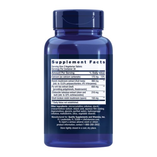 Life Extension Immune Senescence Formula Standardized Cistanche Reishi PU-ERH Tea, 60 Vegetarian Tablets