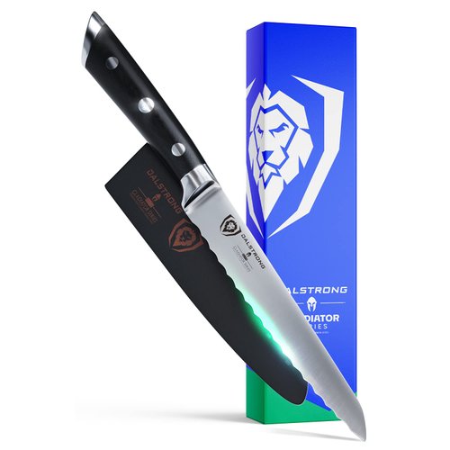 Dalstrong Serrated Utility Knife - 5.5 inch - Gladiator Series Elite - Forged High Carbon German Steel - Kitchen Knife - Serrated Knife Blade - Sheath Included - NSF Certified