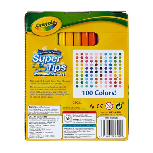 Crayola Super Tips Marker Set (100ct), Fine Point Washable Markers, Drawing Markers for Kids & Adults, Great for Thick & Thin Lines