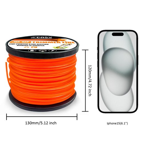 COSY GARDEN TOOLS String Trimmer Line, Commercial Grade Orange Pentagon Weed Eater String, Premium Nylon Universal 0.105" Diameter x 328'