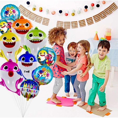 TUHI Products Shark Party Supplies for Baby, Helium baby shark party balloons, Birthday Decorations Baby Shower Party Supplies (10 pcs)