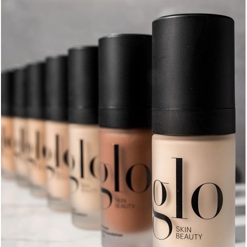 Glo Skin Beauty Luminous Liquid Mineral Foundation Makeup with SPF 18 (Caramel) - Improves Uneven Skin Tone, Smooths & Corrects Imperfections, Sheer to Medium Coverage, Dewy Finish