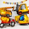 4PCS Construction Foil Balloon Engineering Vehicle bulldozer Excavator Dump Truck Forklift Mixer Truck Crane Balloons for Construction Theme Party children Birthday Party Decorations Supplies