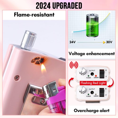 Makartt Nail Drill Professional, Rechargeable Nail E File 30000RPM Electric Nail Drill, Malory Pink Portable Gel Nail Remover Machine with Nail Drill Bits & Sanding Bands for Manicure Salon Home Use