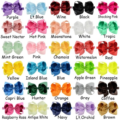 WillingTee Headbands 6 Inch 30 Colors Boutique Grosgrain Ribbon Hair Bows for Baby Girls Infants Toddler Kids Teens and Children