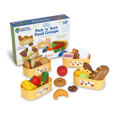 Learning Resources New Sprouts Pick and Sort Food Groups - Food Toy Set for Kids Ages 18+ Months, Montessori Educational Toys,Play Food for Toddlers ,26 Pieces,Kids