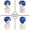 IEBIYO Mens Blue Wig Joy Short Blue Cosplay Wig Boys Blue Anime Wig Heat Resistant Halloween Party Costume Wig (Blue)