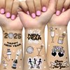 2025 New Years Eve Party Supplies Temporary Tattoos 40 Glitter Styles NYE Party Favors Happy New Year Decorations NYE 2025 70S 80S Disco Ball Party Decor