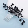 Teyglen Wedding Black Crystal Hair Comb Black Rhinestone Headpiece Bridal Black Hair Piece Wedding Hair Accessories for Women Girls Party Prom Festival