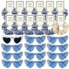 HHENGDAS Satin Bridesmaid Scrunchies Set of 12 Bachelorette Heart Sunglasses Hair Ties Bridal Shower Gift for Wedding Bachelorette Party Favors Bridesmaid Proposal Gifts (Off-white/White&Dusty Blue)