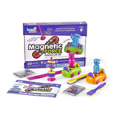hand2mind Magnetic Science Kit for Kids 8-12, Kids Science Kit with Fact-Filled Guide, Make Magnets Float and Build a Compass, STEM Toys, 9 Science Experiments