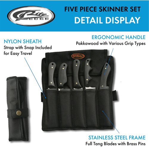 SZCO Supplies 5Pc Skinning Knife Set,Black