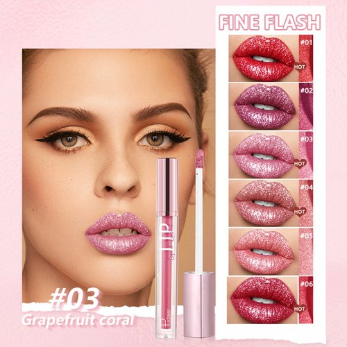 Joyeee Glitter Lipgloss Set with Gift Box, 6 Colors Red Purple Rose Pink Sparkly Glossy Waterproof Colourful Glitter Shimmer Liquid Lipstick Set, Vegan & Cruelty Free Nonstick Cup Makeup Lip Gloss