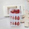 24 Pcs Wine Red Cat Eye Press on Nails Short Almond - MINGCHUN Summer Fake Nails Press ons French Nail Tip Glitter Cherry Full Cover False Nails Glue on Nails Stick on Nails Acrylic Nail Art Kit