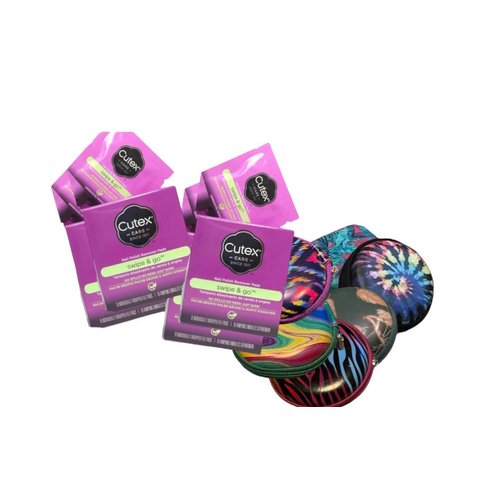 Cutex Care swipe & go nail polish remover pads/wipes 10ct.per box | 4 boxes - with 1 zipper accessory nail/tech case. Quick & Easy, excellent nail polish remover, use at home or on-the-go! Convenient.
