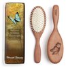 Desert Breeze Natural Wood Bristle Hair Brush, Gentle Scalp Massage, Pear Wood Handle, Made in Germany, For All Hair Types, Rounded Wood Pins, Anti-Static