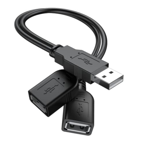 ANDTOBO 【2024 Upgraded】 USB 2.0 A Male to 2 Dual USB Female Jack Y Splitter Hub Power Cord Extension Adapter Cable