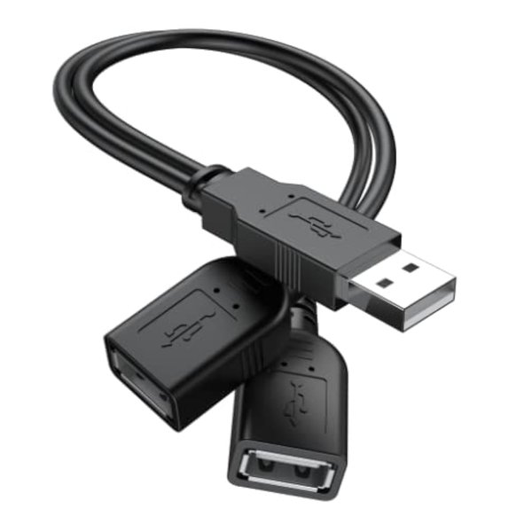 ANDTOBO 【2024 Upgraded】 USB 2.0 A Male to 2 Dual USB Female Jack Y Splitter Hub Power Cord Extension Adapter Cable