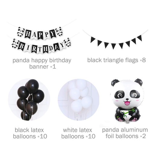 Birthday Party Decorations Supplies,Panda Themes HAPPY BIRTHDAY Banner and Aluminum Foil Balloons,Latex Balloons for Children Birthday Party Kids Nursery Bedroom Decor