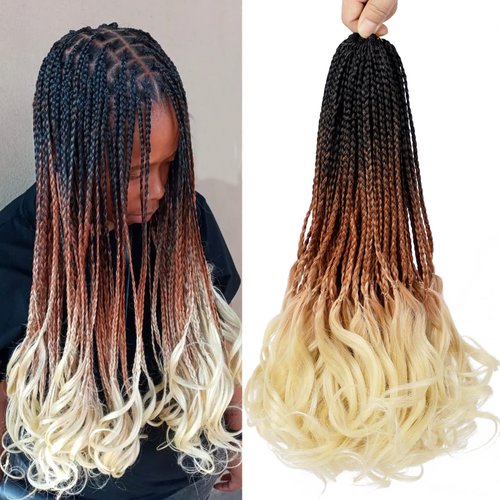 French Curl Crochet Braids 14 Inch 6 Packs Goddess Box Braids Crochet Hair Pre Looped French Curl...