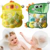 2 Pack Mesh Bath Toy Organizer, Anberky Cute Duck & Dinosaur Bath Toy Storage Net Bathtub Toy Organizer, Perfect Bathroom Hanging Storage Bag Quick Dry Bath Toy Holder Bag with 8 Strong Hooks (#A)