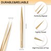 Lash Tweezers for Eyelash Extension, Hand Calibrated Straight eyelash tweezers, False Lash Application Tools, Lash extension tweezers gold