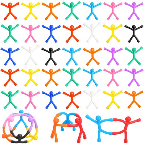 Jerify 50 Pcs Refrigerator Magnets Colorful Magnetic Men Fidget Toys Humanoid Mini Magnet Toys Flexible Cute Magnets for Refrigerator Door Office Fun Decorative Decoration, 10 Colors