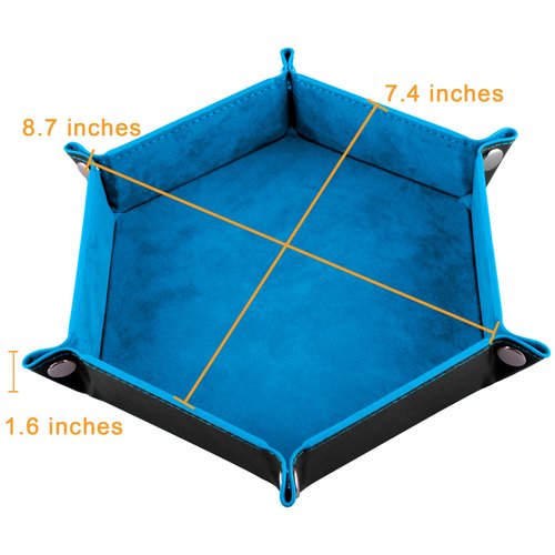 SIQUK 8 Pieces Dice Tray Hexagon Folding Dice Rolling Tray PU Leather Dice Trays Dice Holder Storage Box for D&D RPG Dice Games (Red,Blue,Violet,Black,Green,Yellow,Camel,Gray)