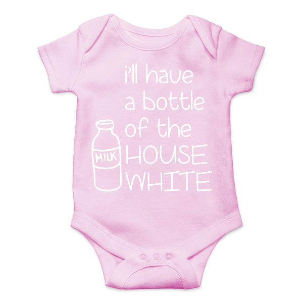 AW Fashions I Will Have A Bottle Of The House White Baby Bodysuit Cute Newborn Boys Outfit Funny Infant (6 Months, Pink)