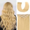 12" Hair Extensions Clip in Human Hair for Women Beauty - Silky Straight Short Clip on Hair Pieces 50grams 4pieces Bleach Blonde #613 Color