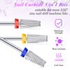 3 Pieces Nail Carbide 5 in 1 Bit Multi-function Tapered Shaping Nail Drill Carbide Nail Drill Bit Use for both Left to Right Handed, 3/32 Inch Nail Bit for Fast Remove Acrylic Gel Nail (Silver)