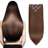GEELOOK Clip in Hair Extensions Real Human Hair 120g 14 inch Darkest Brown #2 Color 7pcs Remy Human Hair Extensions Clip in Straight Thick Natural Hair Extensions