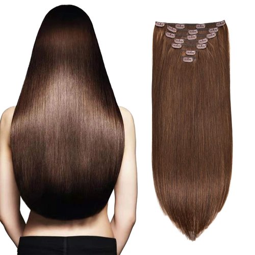 GEELOOK Clip in Hair Extensions Real Human Hair 120g 14 inch Darkest Brown #2 Color 7pcs Remy Human Hair Extensions Clip in Straight Thick Natural Hair Extensions