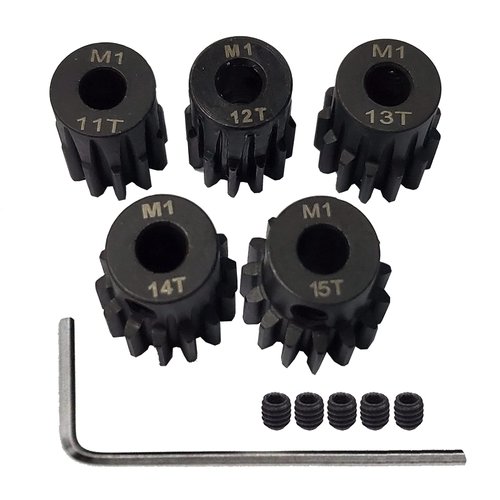 AMOGOT Metal Steel M1 Pinion Gear Sets 11T 12T 13T 14T 15T 5mm Shaft Motor Gears with Hex Key for 1/10 RC Brushless Brush Motor