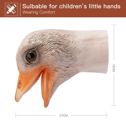 Yolococa Ostrich Hand Puppet Realistic Latex Soft Animal Toy Storytelling Role Play Party Supplies for Kids