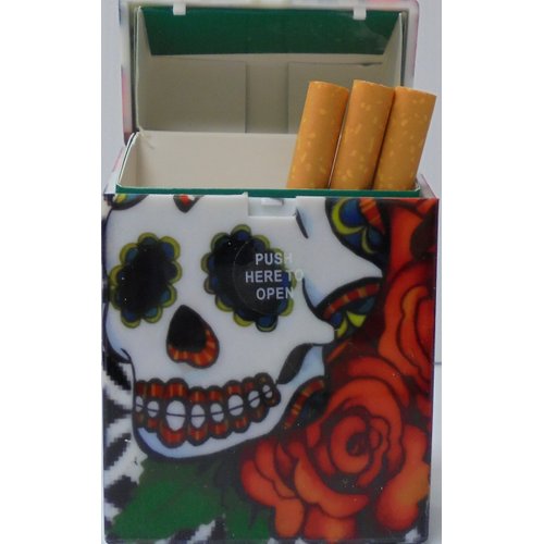 Eclipse Candy Skull Cigarette Case. Holds 100s size. Holds 20 Cigarettes. 3315Cskull-2