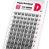 Spiky Lash Clusters Thin Invisible Band Eyelash Extension D Curl Russian Volume Clusters Mixed Clear Band Manga Individual Lashes Reusable DIY False Eyelashes Happy Heartbeat(Black A2-D)
