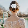6 Pcs Flower Hair Clips Crystal Hair Barrettes White Floral Hair Clip Rhinestone Orchid Hair Clip Bridal Wedding Accessories for Women Girls (White)