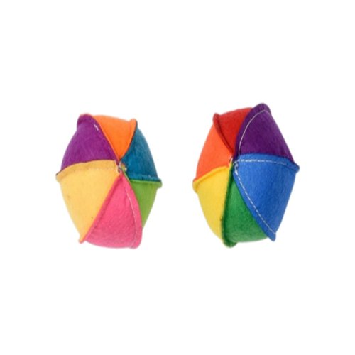 Multipet 60020104 2.5 in. Felt Beach Ball for Cats Assorted Color
