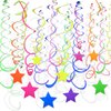 56 Pieces Rainbow Hanging Swirl Decorations Neon Swirl Streamers UV Neon Garland Ceiling Decorations Glow in The Dark Neon Party Supplies and Decorations Black Light Party Kit for Birthday Wedding